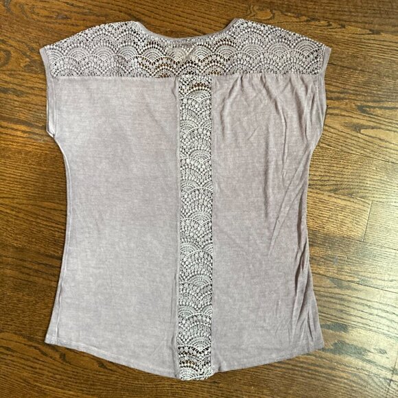 Dantelle t-shirt top with lace detail- Dusty purple Dante;;e burnout top size L - Picture 1 of 5